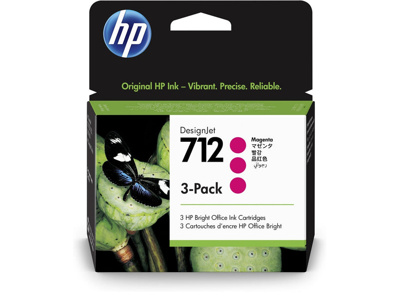 HP 712 3-PACK 29ML MAGENTA DESIGNJET INK CARTRIDGE FOR T230/T250/T650/STUDIO