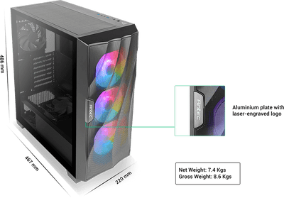 ANTEC DF700 FLUX Wave Mesh Front, High Airflow, Tempered Glass with 3x ARGB Fan Front, 1x Rear, 1x PSU Shell (Reverse Fan blade) ATX Gaming Case