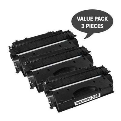 HP Compatible CE505X HP 05X Cart 319ii Black Premium Generic Toner Set of 3