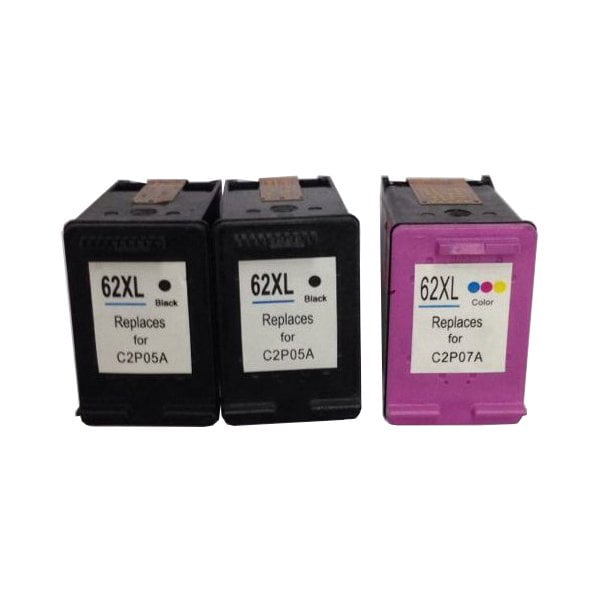 HP Compatible Remanufactured Value Pack 2 x HP62XL Black & 1 x HP62XL Color