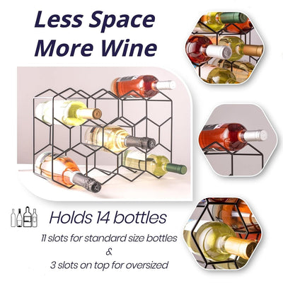 14 Bottle Freestanding Modern Metal Countertop Wine Rack Countertop