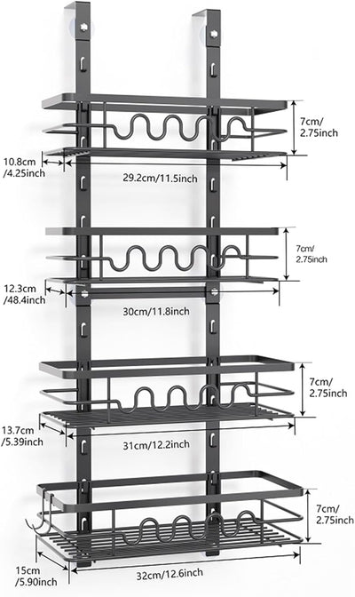 4 Tier Adjustable Baskets Over Door Pantry Organiser for Home Kitchen