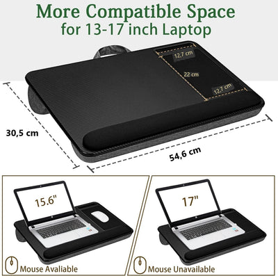 Portable Laptop Desk with Device Ledge, Mouse Pad and Phone Holder for Home Office (Black, 40cm)