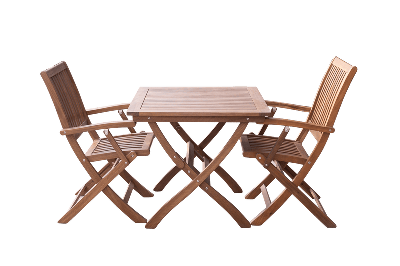 Maculata folding table and 2 armchairs