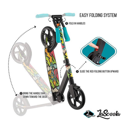 Lascoota Pulse Kick Push Commuter Scooter Teen Adult Graphic Black