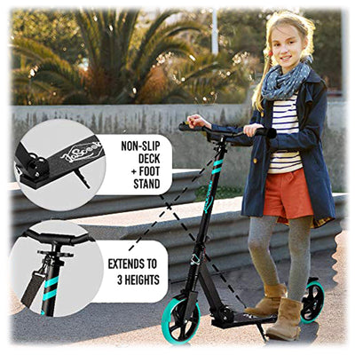 Lascoota Pulse Kick Push Commuter Scooter Teen Adult Graphic Black