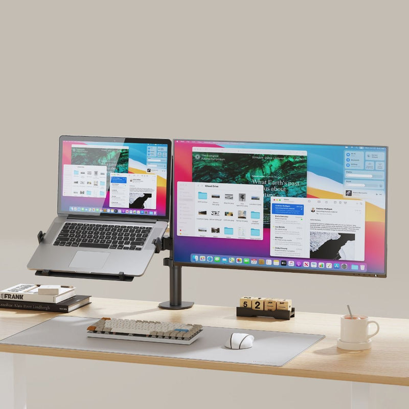 activiva Dual-Screen Articulating Monitor Arm with Interchangeable Laptop Holder