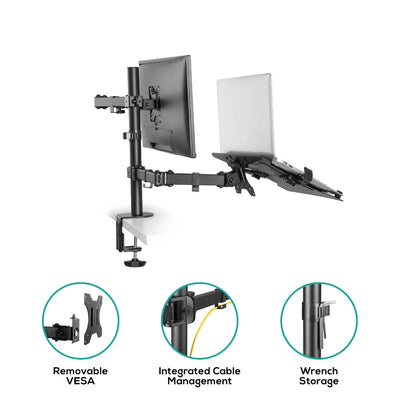 activiva Dual-Screen Articulating Monitor Arm with Interchangeable Laptop Holder