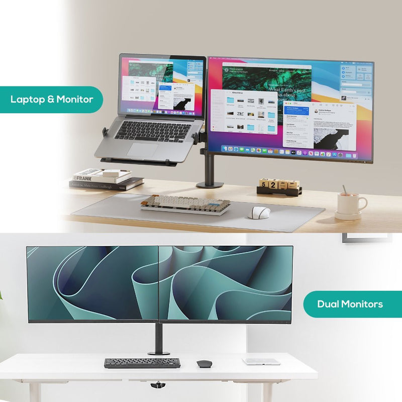 activiva Dual-Screen Articulating Monitor Arm with Interchangeable Laptop Holder
