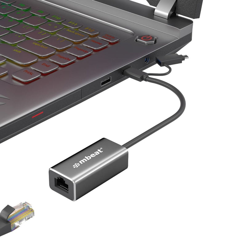 mbeat 2-in-1 USB 3.1 Gigabit LAN Adapter with USB-C Converter