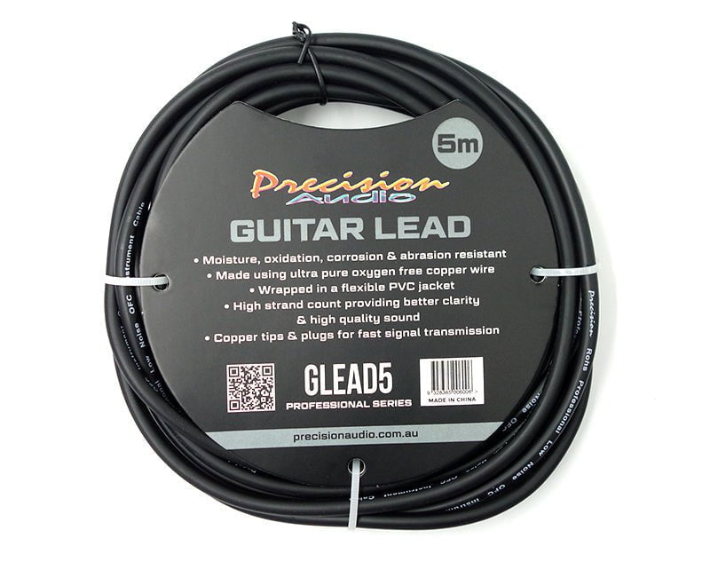 Precision Audio 5 Pack 1/4" To 1/4" 6.35mm Studio Stage Guitar Lead 5m GLEAD5