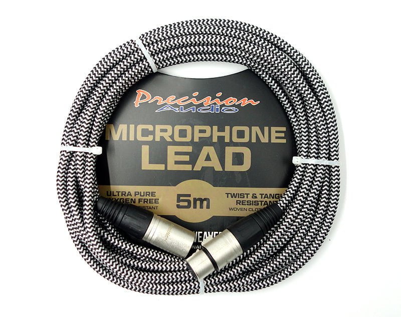 Precision Audio 5 pack XLR to XLR Braided Studio Microphone Lead Low Noise Silver MLEADWEAVE5 5m