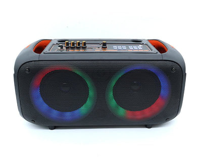 Precision Audio Dual 6.5" Portable Karaoke Bluetooth Party Speaker LED Lights Wired Microphone AO6605