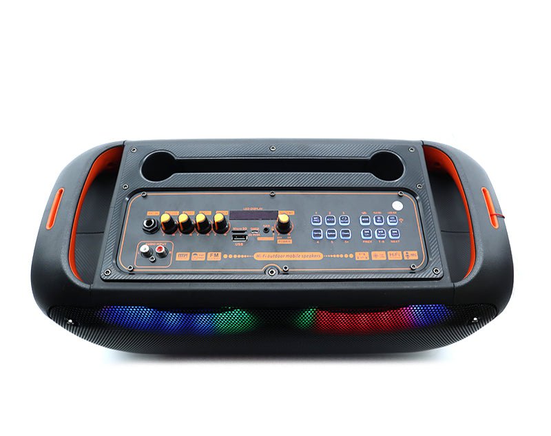 Precision Audio Dual 6.5" Portable Karaoke Bluetooth Party Speaker LED Lights Wired Microphone AO6605