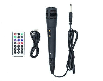 Precision Audio Dual 6.5" Portable Karaoke Bluetooth Party Speaker LED Lights Wired Microphone AO6605