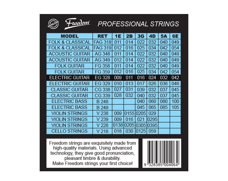 Freedom 10 Pack Electric Guitar Strings - Light Gauge EG328-10PK