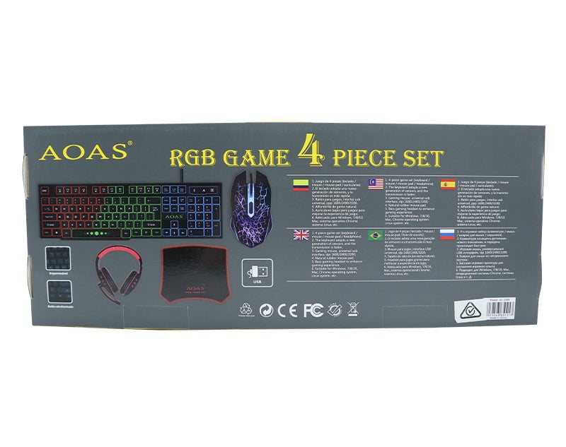 RGB Four Piece Gaming Set Keyboard Mouse Pad Headphones S750