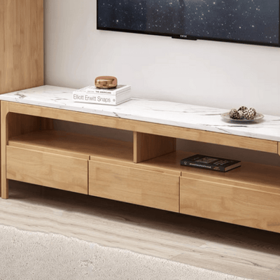 Ciel White Marble top wood TV unit/Rubberwood/Solid Timber