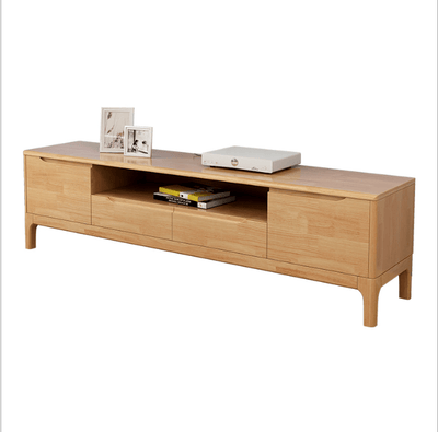 Cleo Wood TV Unit 180cm/ Rubberwood/Solid Timber/Mid Century/Light Timber Coloured