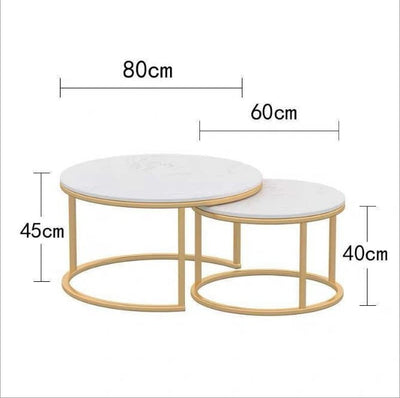 Caitliny Nesting Coffee Table Set Matte Black Frame/Glossy Ceramic top/steel legs