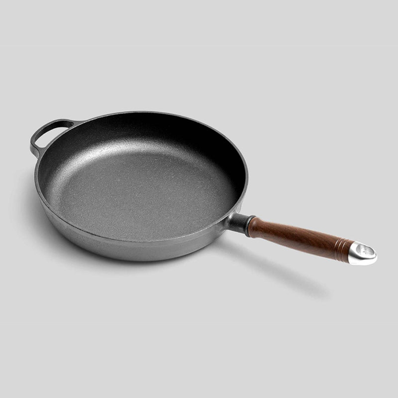 SOGA 2X 29cm Round Cast Iron Frying Pan Skillet Steak Sizzle Platter with Helper Handle