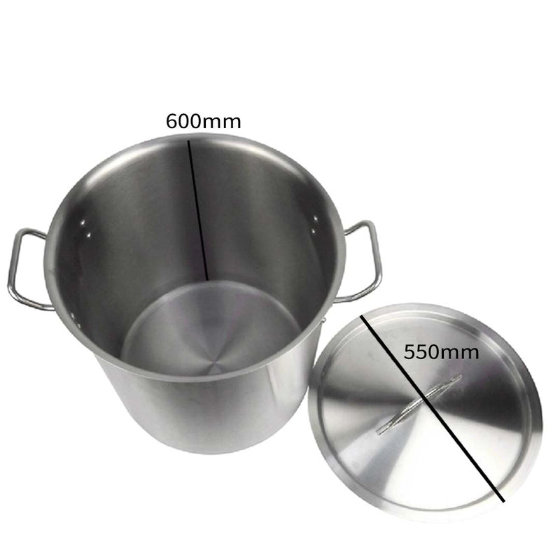 SOGA Stock Pot 143L Top Grade Thick Stainless Steel Stockpot 18/10 Without Lid