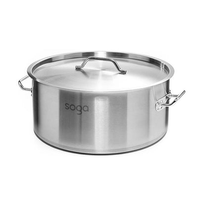 SOGA Stock Pot 44L Top Grade Thick Stainless Steel Stockpot 18/10