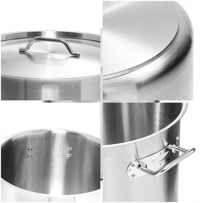 SOGA Stock Pot 44L Top Grade Thick Stainless Steel Stockpot 18/10