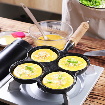 SOGA 2X 4 Mold Multi-Portion Cast Iron Breakfast Fried Egg Pancake Omelet Fry Pan