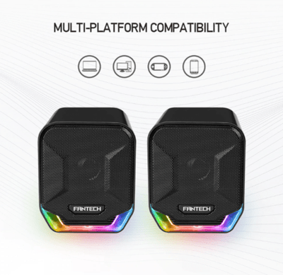 FANTECH SONAR GS202 Computer Speakers USB and 3.5mm RGB Mini Wired Speakers Acoustic Clarity for Desktop Computer Laptop