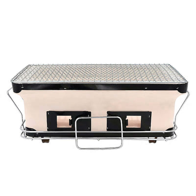 Portable Hibachi Tabletop Grill Dual Charcoal BBQ Chambers