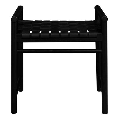 Elliot Single Seater Bench with Genuine Leather (Black)