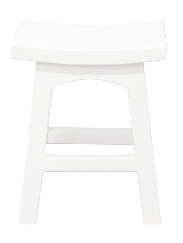 Tokyo Solid Mahogan Timber Footstool (White)