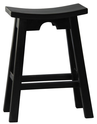 Zen Solid Mahogany Kitchen Counter Stool (Black)