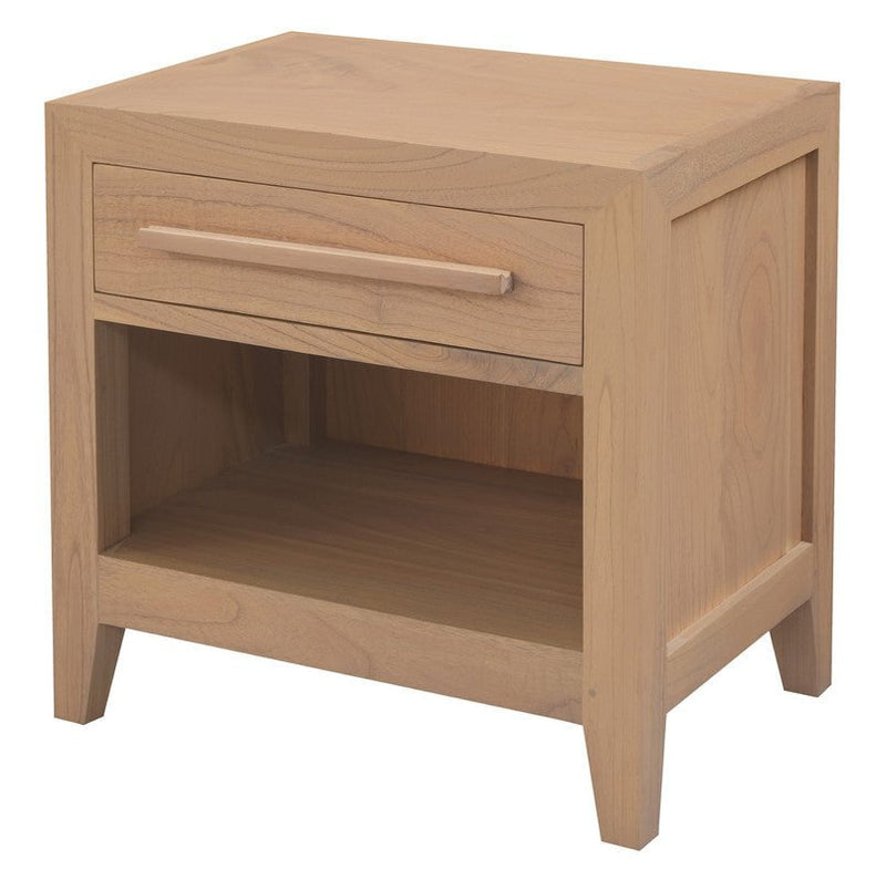 Dion 1-Drawer Solid Mindi Bedside Table (Natural)