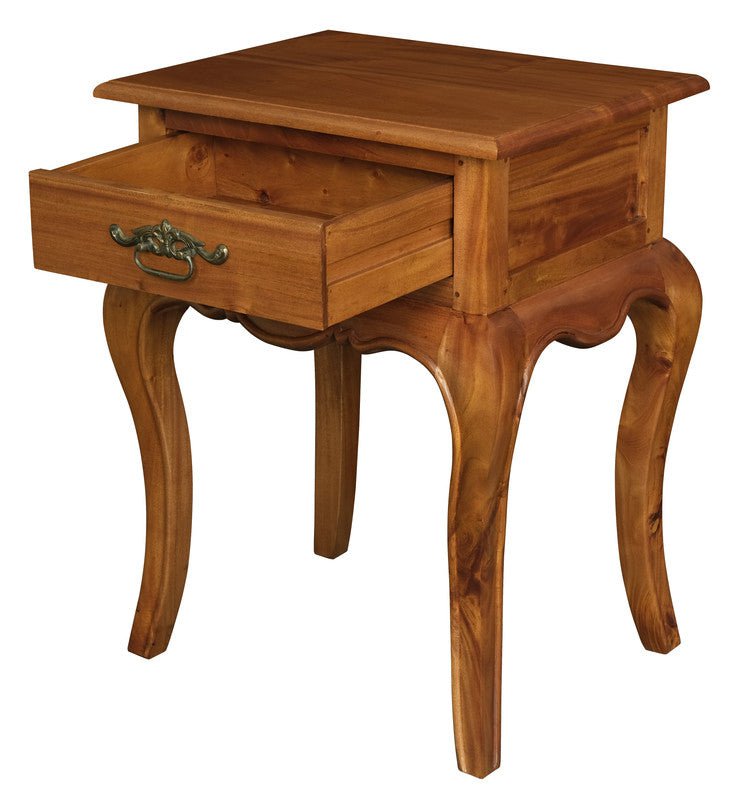 French Provincial 1 Drawer Lamp Table (Light Pecan)