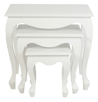 Queen Ann Nest of Table Set of 3 (White)