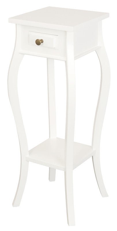 1 Drawer Cabriol Leg Plant Stand (White)