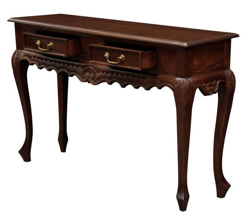 Seine 2 Drawer Carved Sofa Table (Mahogany)