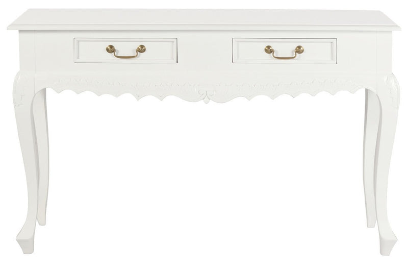 Seine 2 Drawer Carved Sofa Table (White)