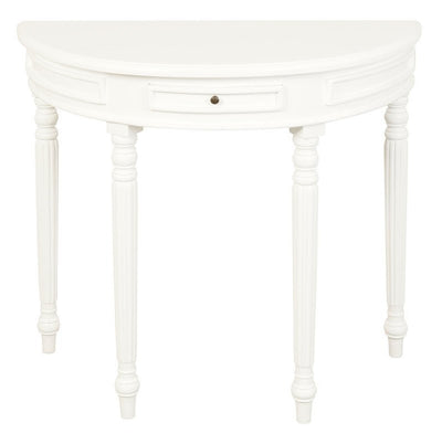 Turn Leg Half Round Sofa Table (White)