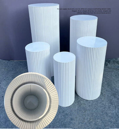 5x Metal Wedding Plinths Cylinder Pedestal Stand Ripple Cake Dessert Display