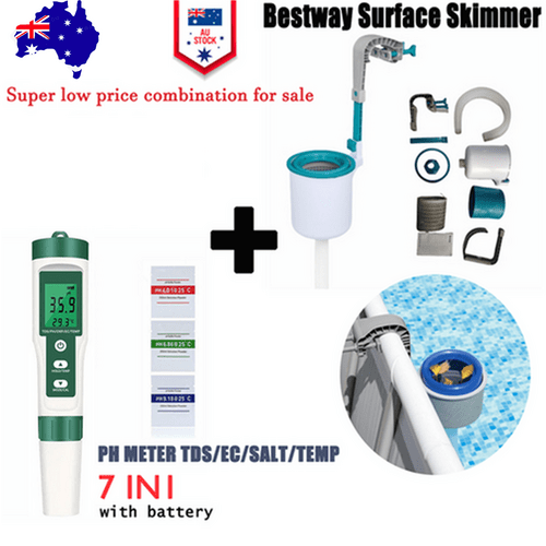 7 in 1 PH Meter Water Quality Monitor Tester Pen and one Bestway Surface Skimmer