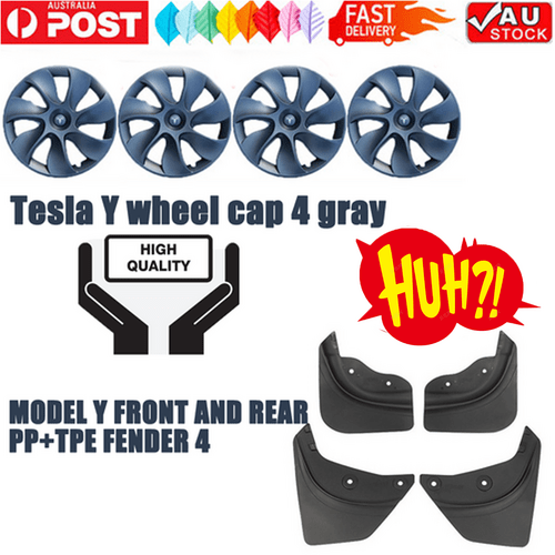 Tesla Y wheel cap 4 gray and model Y front and rear PP TPE fender 4