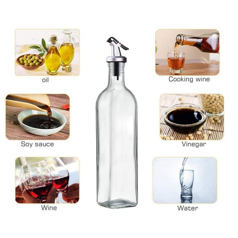 4PCS 500ml Olive Oil Vinegar Pourer Dispenser Cooking Glass Bottle Kitchen Tools