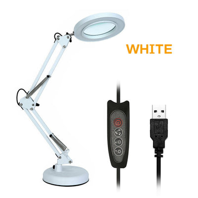 5X Magnifying Lamp Desk Table Glass Salon Tattoo Magnifier Light Clamp Light USB