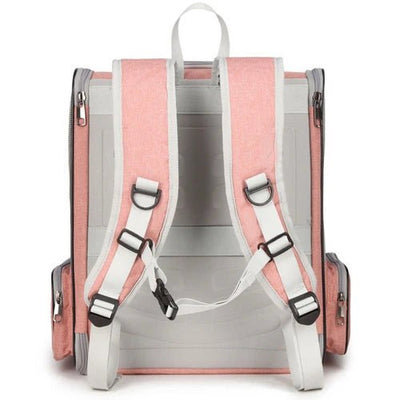 Pet Carrier Bag Cat Dog Breathable Double Shoulder Backpack Travel Outdoor Pink