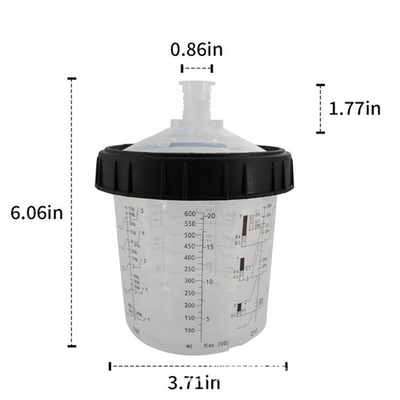50 Sets Paint Spray Gun Cup Lids Liners Kit with Micron Filter  600ML Clear