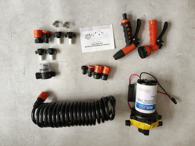 6.6GPM Washdown Pump Kit 12V Wash Pump w/ Hose Nozzle For Caravan RV Marine Boat