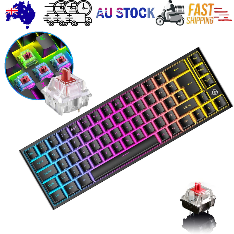 67 Keys Layout Design Mechanical Gaming Keyboard PC PS4 RGB Backlight Wired USB Black